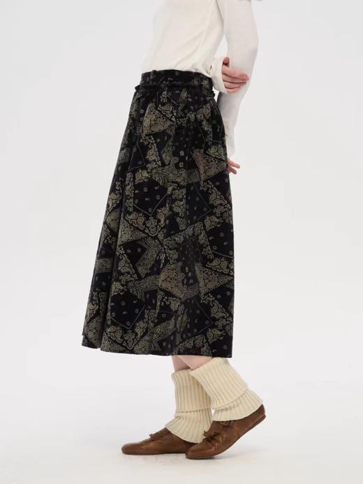 local tag/lt25awk27/佩斯利纹样深蓝半裙 商品图0