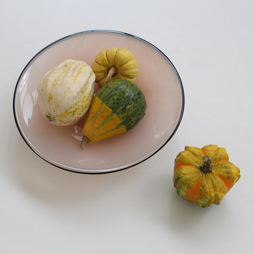 北欧风瓷粉黑边敞口花瓶鲜花餐桌电视柜简约创意手工家用玻璃果盘 商品图3