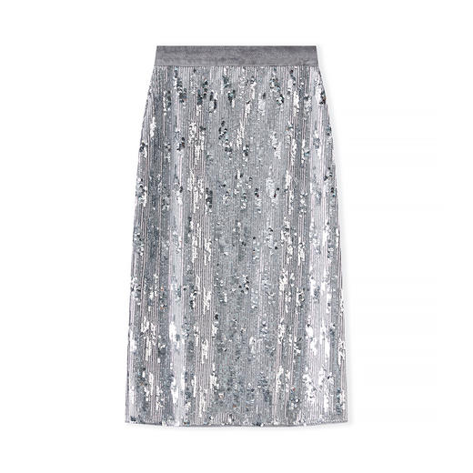 「高货wl」全新升级【铂金会员220/天猫299/差价79】(04253)洛诗琳气质银色亮片半身裙2025秋季新款高腰长款包臀裙 商品图4
