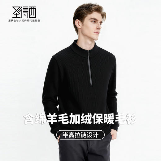 【含绵羊毛】圣得西男士休闲百搭毛衣2025秋冬季新款半高领厚毛衫 商品图2