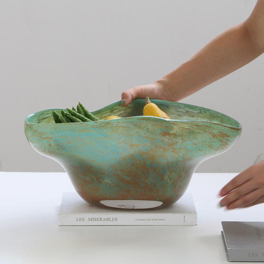 碧轩创意现代简约厚重双色琉璃花瓶软装酒店花盆居家台面琉璃果盘 商品图8