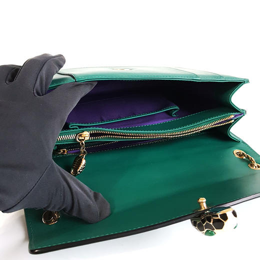 【95新】BVLGARI宝格丽绿色蛇头包SERPENTI FOREVER系列大号链条包单肩包女士181025JJ06 商品图8