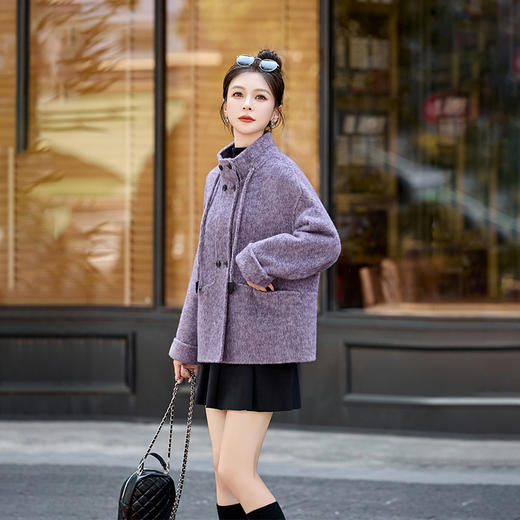 双面呢大衣短款，轻奢显瘦气质毛呢外套HR-QIXFS25-5120 商品图1