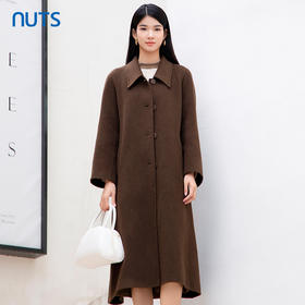 NUTS商场同款冬款咖色气质高级感复古双面呢大衣中外套女4431509A1