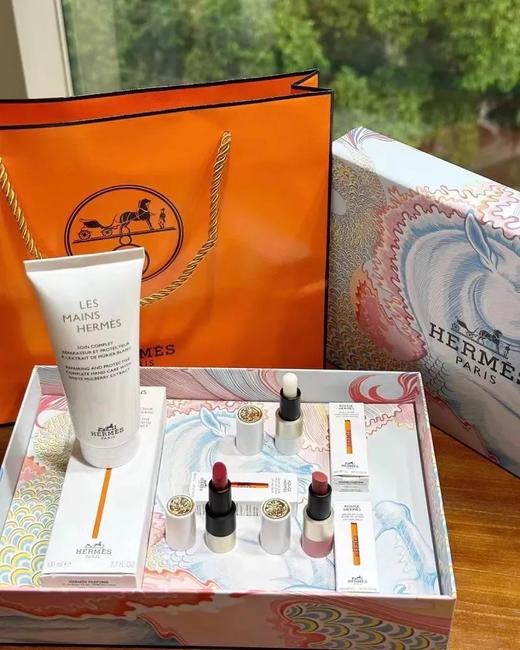 爱马仕HERMES情人套盒伴手礼缎光瑰丽口红小样#21#49+润唇膏+护手霜100ml礼袋 香港直邮 日期到26年10-12月 商品图3