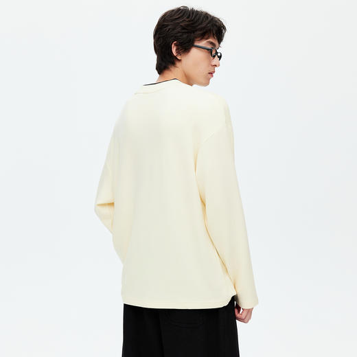 NPC潮牌东丽小暖绒撞色螺纹休闲圆领长袖T恤男圆领落肩NP58TL21 商品图3