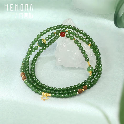 【新品首发】万能链 黄色18K金碧玉老山檀 新中式搭配吊坠万能链女士礼物MEMORA诗普琳NN004301 商品图4