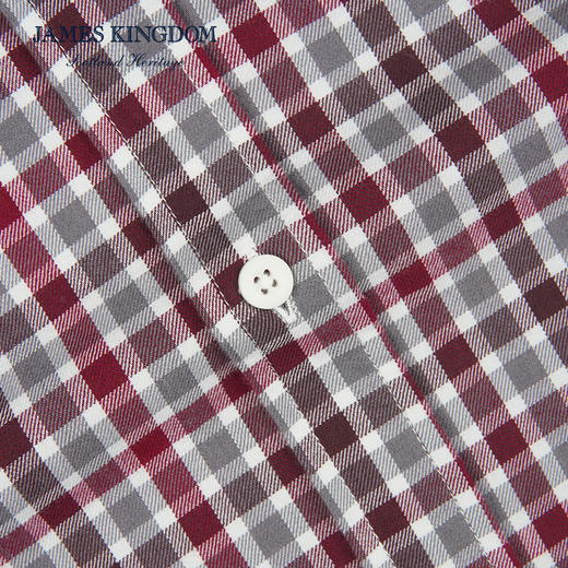 【 红格羊毛混纺】占姆士羊毛格子长袖衬衫男秋冬季新款高端商务休闲男士衬衫潮 商品图6