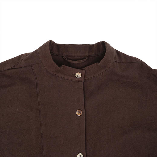 山也 郝  不规则立领长袖衬衫 商品图1