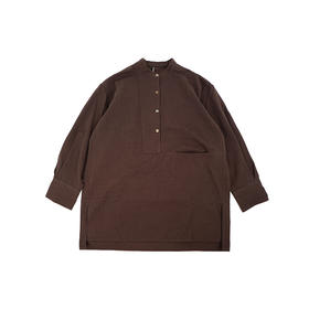 山也 郝  不规则立领长袖衬衫