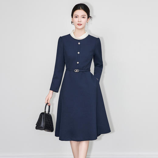 「高货wl」全新升级【铂金会员358/天猫479/差价121】(53239)洛诗琳法式通勤收腰连衣裙2025秋冬新款修身显瘦A字裙女 商品图1