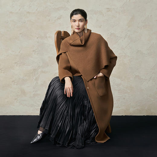 【林栖设计小店】绵羊毛双面呢外套披肩美拉德高级感2025秋冬新款大衣女1954073 商品图8