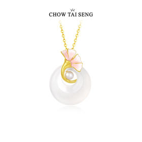 周大生遇见杏福平安扣项链纯银珍珠锁骨链国风生日礼物送女友