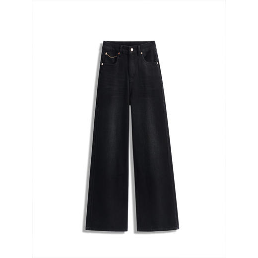 「自」全新升级【铂金会员183/天猫239/差价56】(55741)洛诗琳复古百搭黑色牛仔裤2025秋冬新款显瘦显高阔腿裤女 商品图4