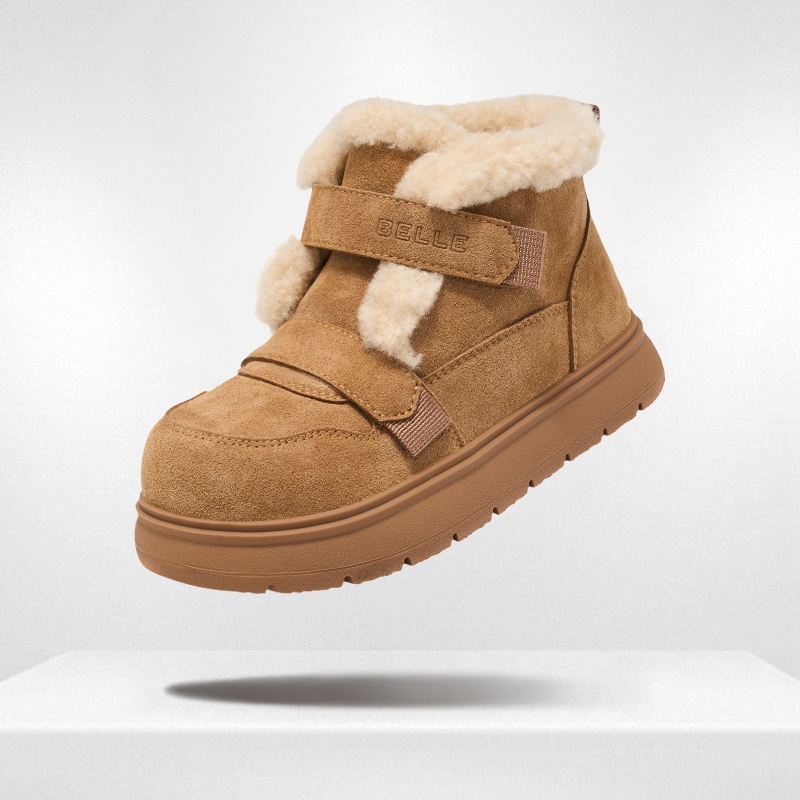 测评优品-百丽 儿童加绒保暖雪地靴 棉鞋