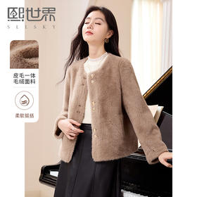 【年终特卖】熙世界气质名媛仿貂毛外套冬季2025新款宽松小香风保暖短款上衣