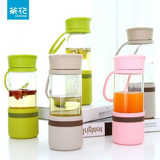 【茶花】水漾玻璃随行杯水杯带提手 商品图0