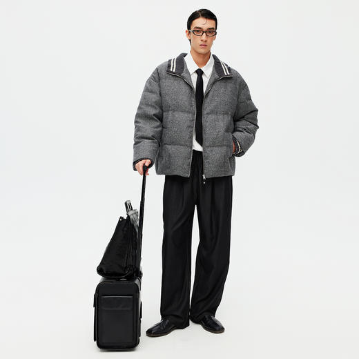 NPC潮牌毛织拼接撞色立领拉链鸭绒羽绒服短款夹克男秋冬NP58DJ40 商品图1