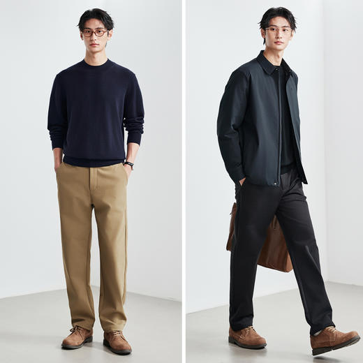 棉仓366818004-中空纱复合加绒松紧腰直筒裤 商品图4