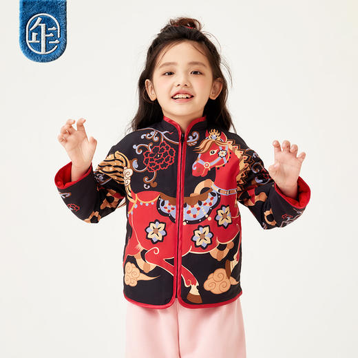 年衣童装儿童加绒唐装外套秋冬新款男女童中式锦绣前程夹棉唐装 商品图3