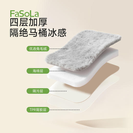 FaSoLa冬季坐便粘贴加厚加绒兔毛抗菌马桶垫 商品图4