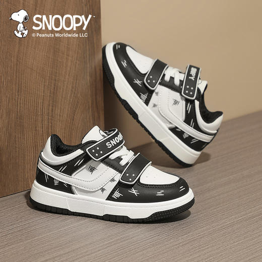 SNOOPY史努比儿童运动鞋男女童板鞋皮面低帮休闲防滑时尚款26-.36 商品图1
