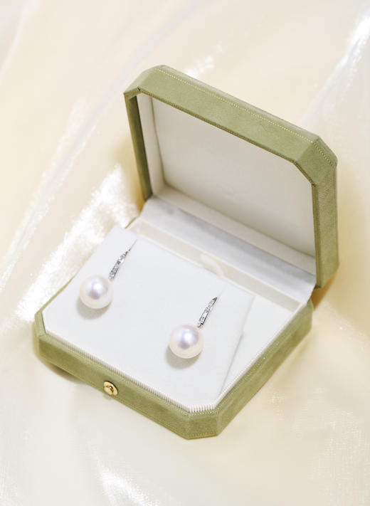 伽罗 JALO 18K白金镶钻14mm爱迪生高等级淡水珍珠耳环-定制链接-15天左右发货 商品图3