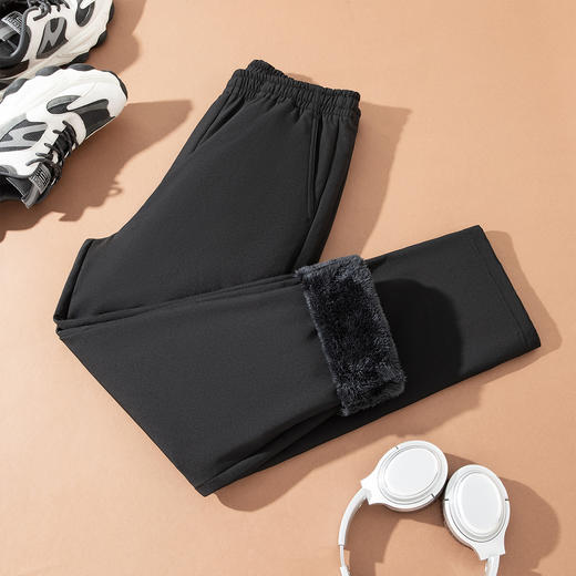 罗蒙男士针织阔腿直筒加绒休闲长裤北极长绒贴心呵护加倍保暖舒适百搭长裤 商品图4