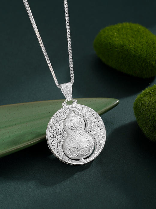 子佩集【福禄转运】S990银吊坠【YXYLDZ054】可转动葫芦花丝平安祥云（不含链）2510 商品图13