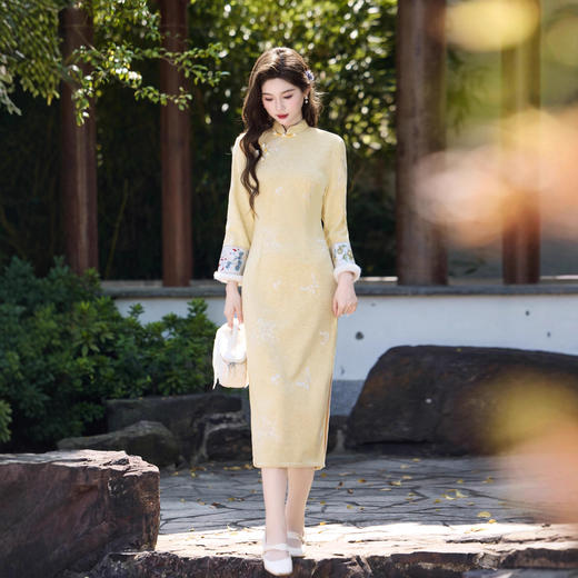 MYJ 气质加绒改良中式连衣裙旗袍日常 商品图2