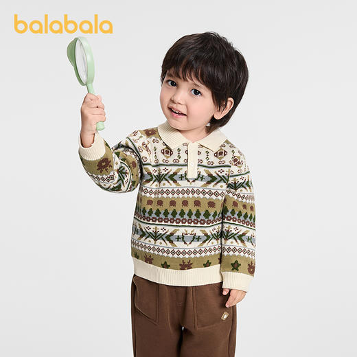 【商场同款】巴拉巴拉宝宝毛衫男童提花针织衫秋冬2025新款套头衫 商品图1
