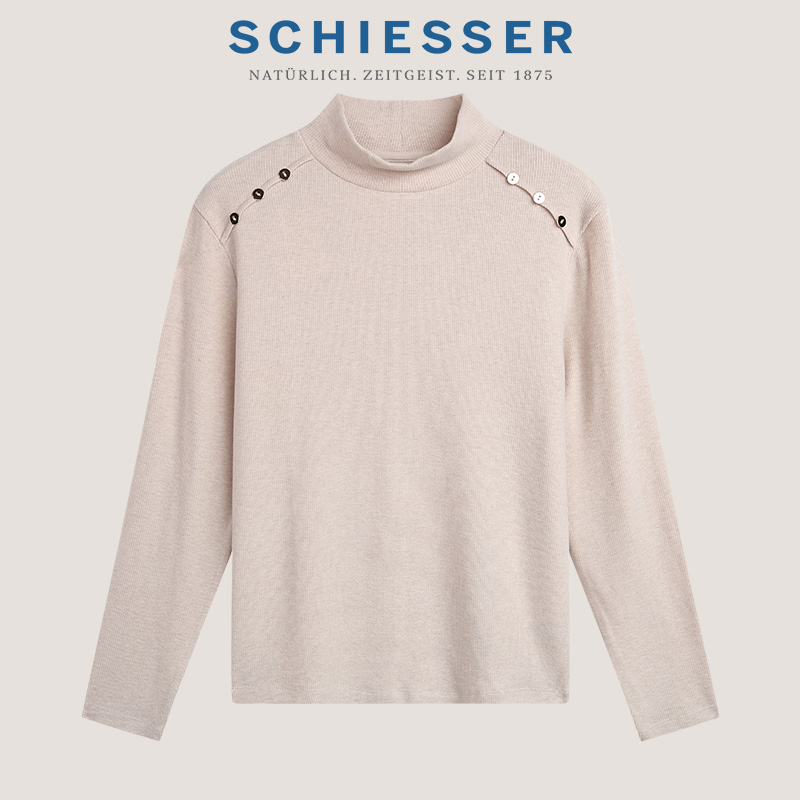 【莱赛尔绵羊毛腈纶打底外穿】SCHIESSER德国舒雅女士小高领长袖莱赛尔绵羊毛腈纶混纺面料打底衫保暖260g31/26180U