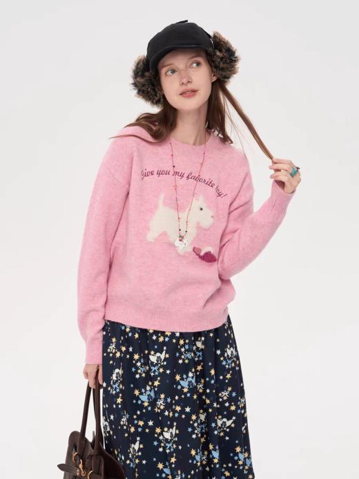 local tag/lt25awk35/毛绒绒提花刺绣毛衣 商品图4