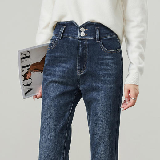 【加厚-微喇牛仔】逸阳秋冬新款高品质拖地微喇叭裤保暖底磨毛长裤4425 商品图5