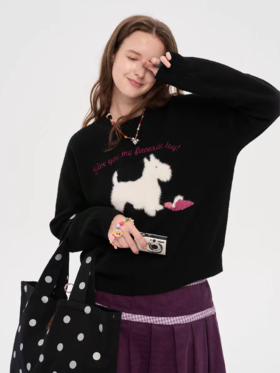 local tag/lt25awk35/毛绒绒提花刺绣毛衣