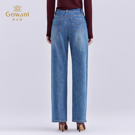 乔万尼2025冬新品高腰设计通勤利落感水洗工艺丹宁直筒牛仔裤EZ3F177 商品图4