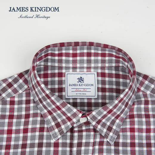 【 红格羊毛混纺】占姆士羊毛格子长袖衬衫男秋冬季新款高端商务休闲男士衬衫潮 商品图3