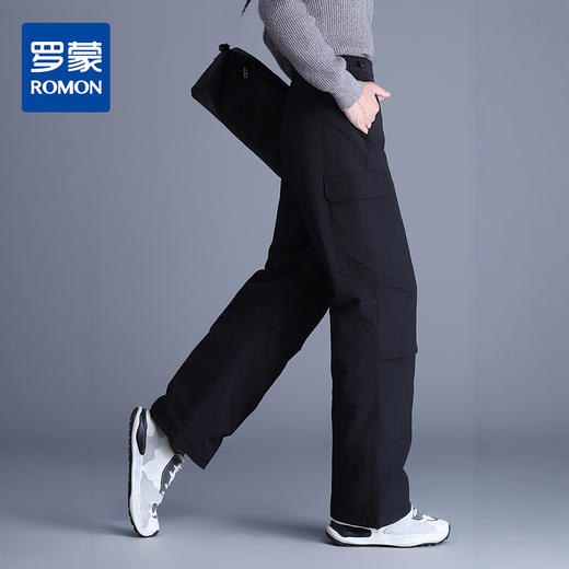 【鸭绒裤】罗蒙冬季羽绒裤男女同款工装登山裤保暖美式运动宽松阔腿裤 商品图0
