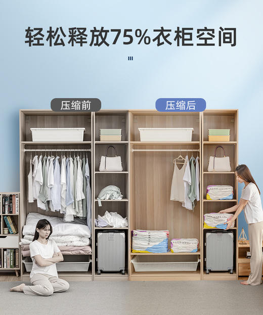 🔥【换季刚需~品牌直发】手压就🉑真空｜『太力免抽气真空收纳袋』收纳界的黑科技❗️全新升级❗️衣物收纳，节约75%空间❗️  商品图2