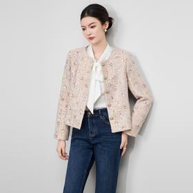 「高货wl」全新升级【铂金会员413/天猫559/差价146】(53110)洛诗琳法式温柔小香风粗花呢外套2025秋季优雅气质短外套