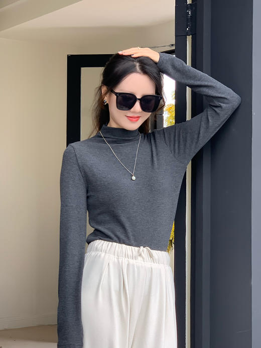 【百图lulu定制】【羊毛桑蚕丝T恤】九色 半高领 羊毛桑蚕丝 长袖T恤 商品图14