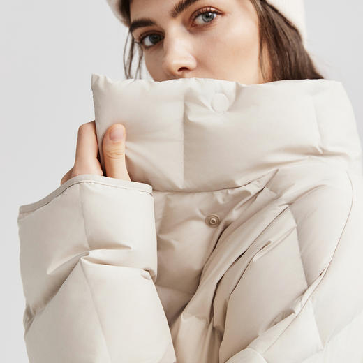 棉仓366615005-【90白鹅绒】短款立领压胶羽绒服女25秋冬方格小个子保暖外套 商品图2