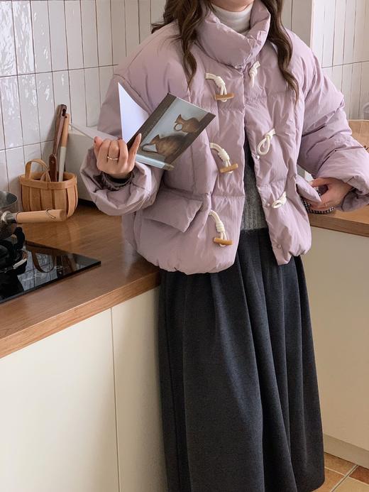 【YW】无忧购短款牛角扣羽绒服女新款韩版白鸭绒立领宽松冬季外套（截单后7天发货) 商品图5