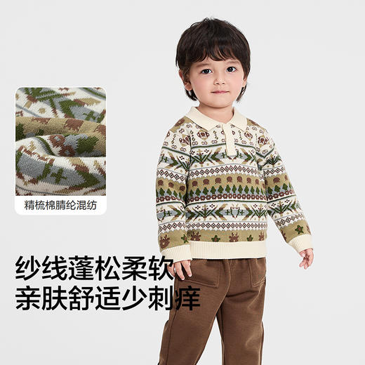 【商场同款】巴拉巴拉宝宝毛衫男童提花针织衫秋冬2025新款套头衫 商品图3