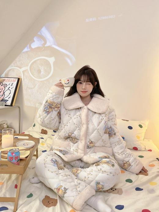 【GZ】无忧购超厚三层夹棉卡通加厚保暖法兰绒女士家居服套装（截单后7天发货) 商品图6