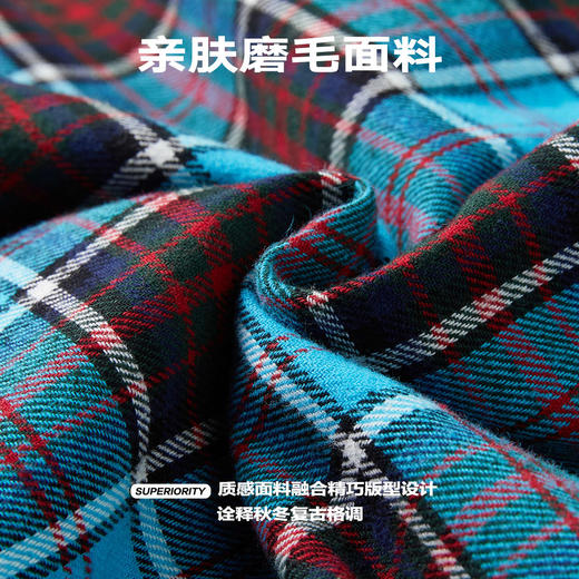 潮牌复古重磅格纹连帽磨毛衬衫加厚抽绳可调节落肩NP37PJ08 J 商品图4