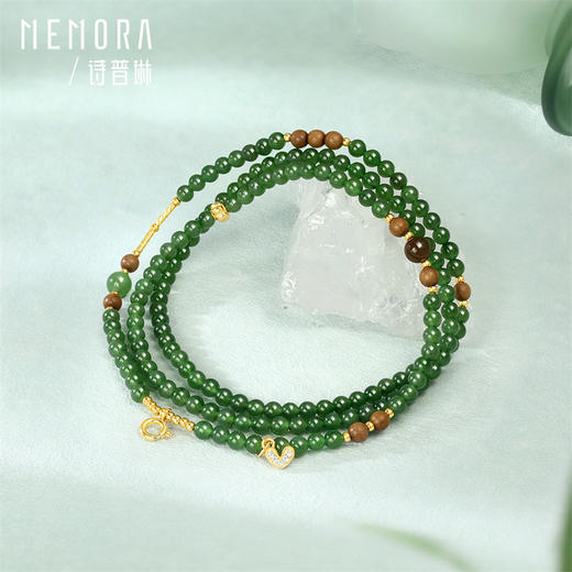 【新品首发】万能链 和田玉老山檀S925银项链 新中式搭配吊坠万能链女士礼物MEMORA诗普琳NN004002 商品图3