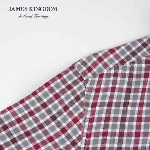 【 红格羊毛混纺】占姆士羊毛格子长袖衬衫男秋冬季新款高端商务休闲男士衬衫潮 商品图4