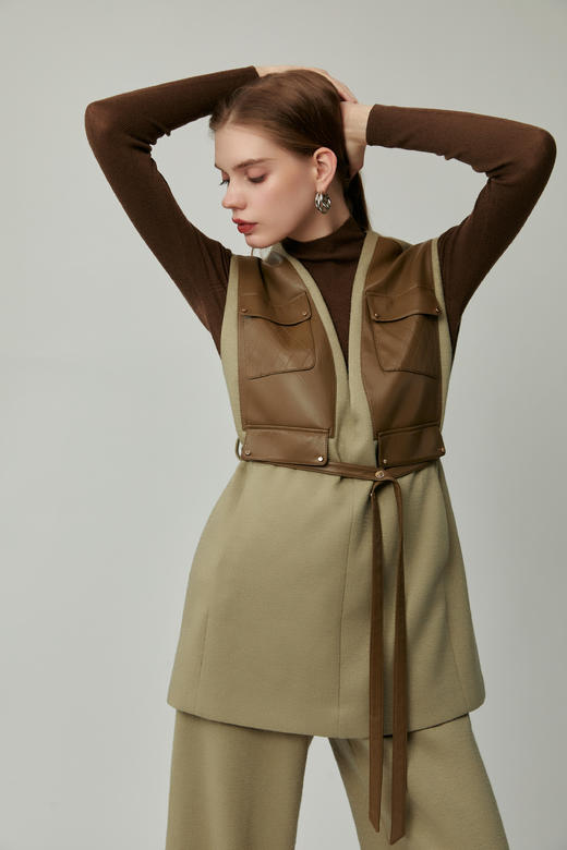 SAFICOO 优雅干练 宽松收腰设计式马甲外套 商品图2