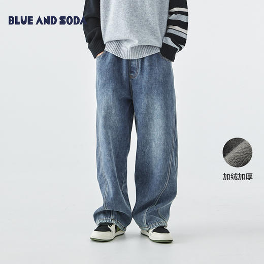 蓝汽水加绒牛仔裤887B258044QM 商品图0